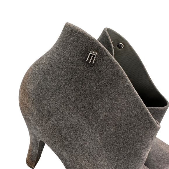 Melissa Dark Grey Drama Flocked Ankle Boots Size 8 - Picture 2 of 9